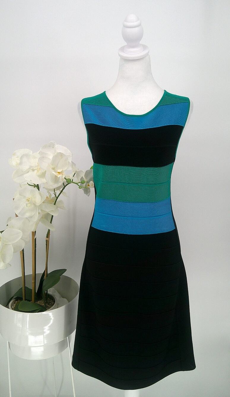 Calvin Klein Womens Large Multicolor Colorblock Sleeveless  Sheath Dress